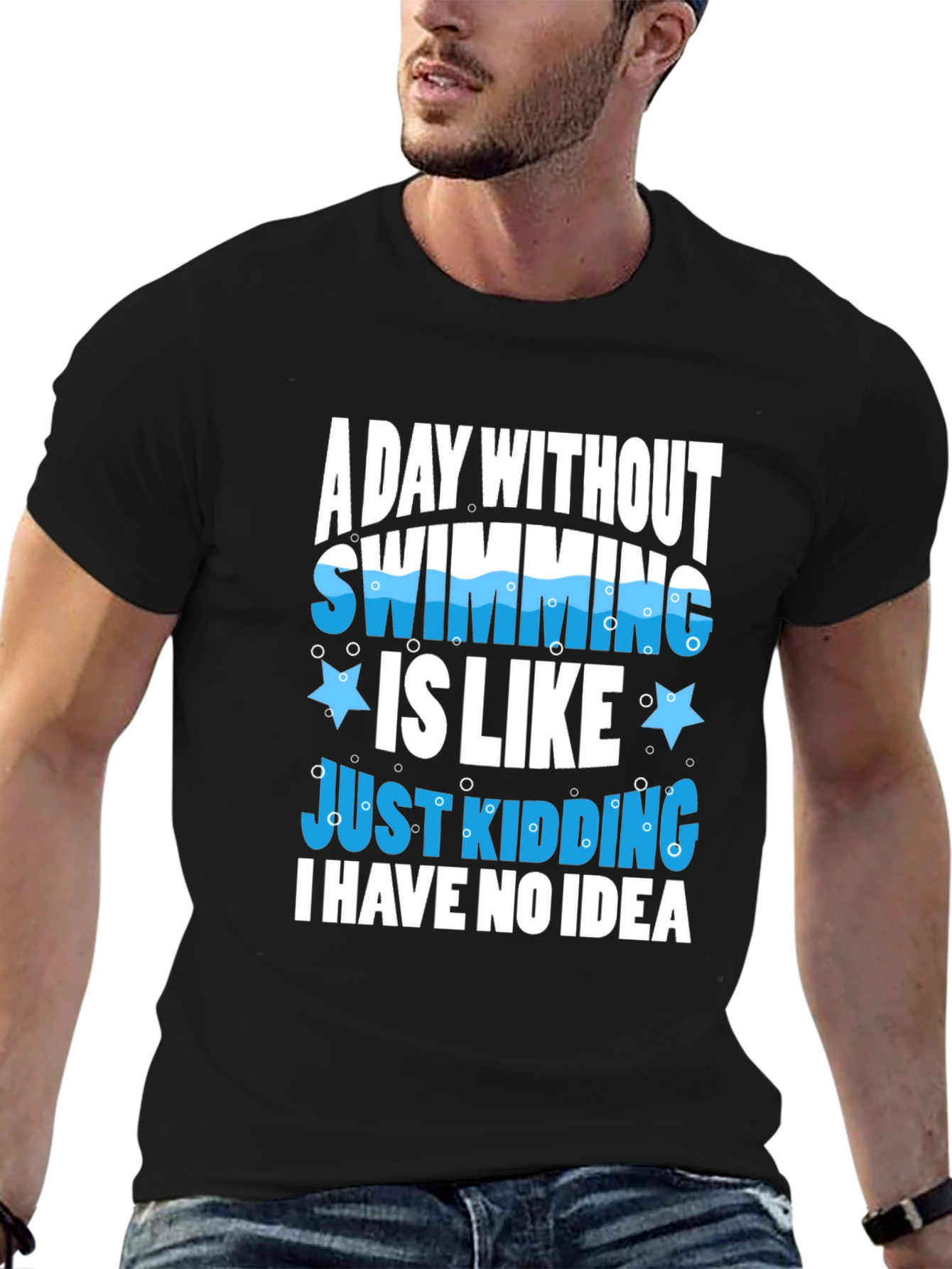 Swimming Joke Graphic Tee - Black