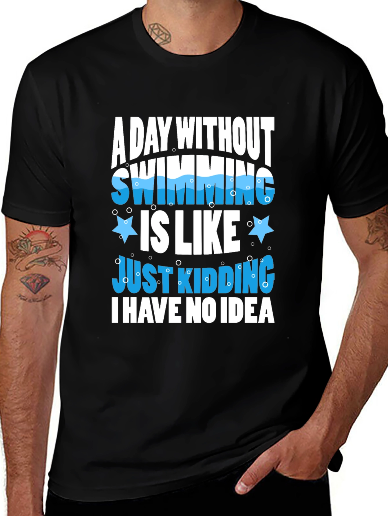 Swimming Joke Graphic Tee - Black