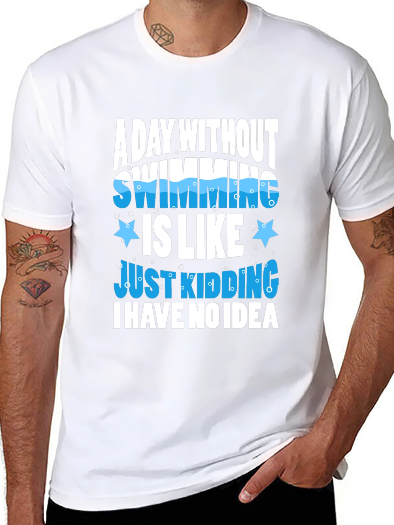 Swimming Joke Graphic Tee - Black