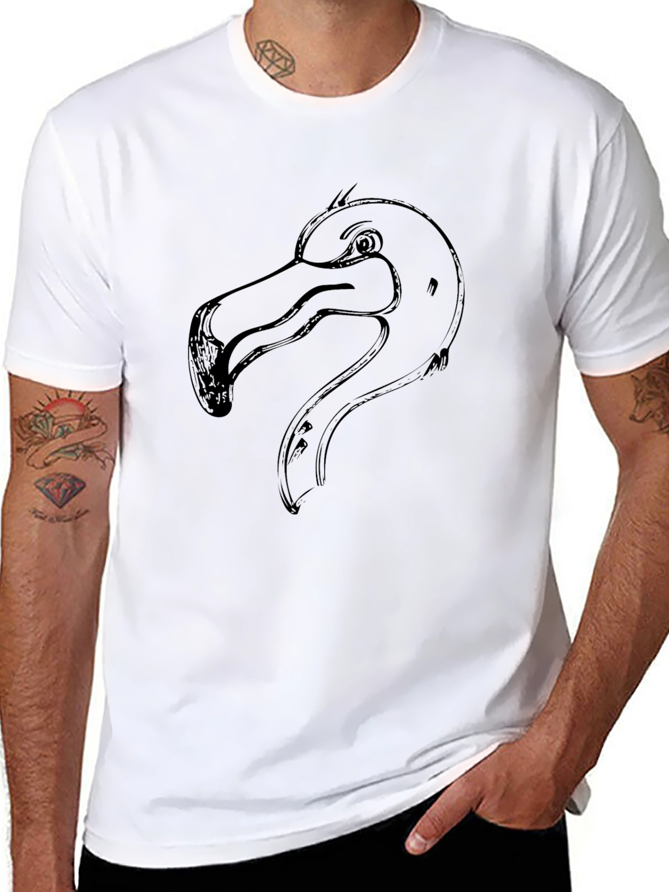 Mens Black Flamingo Graphic T-Shirt