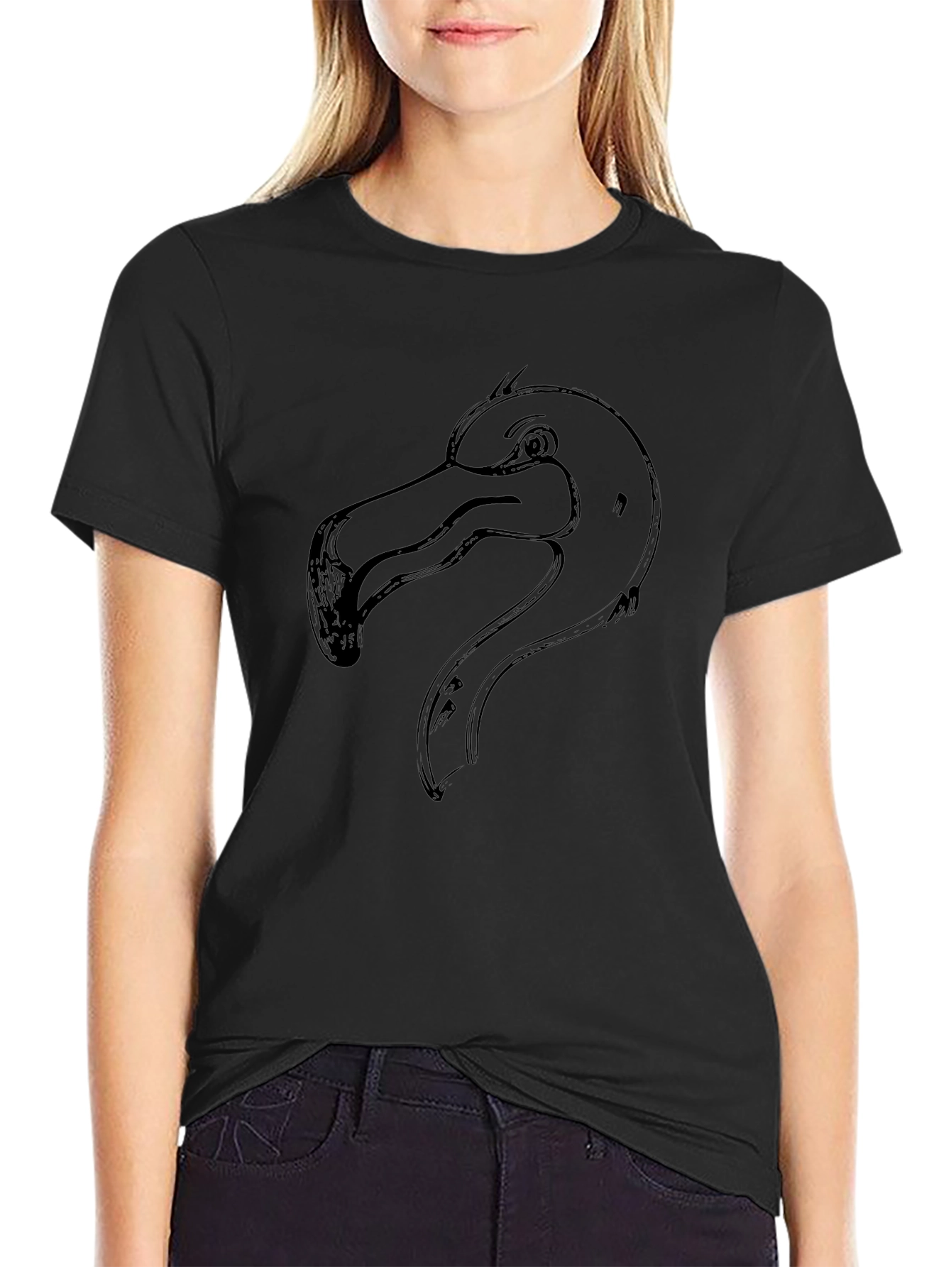 Mens Black Flamingo Graphic T-Shirt