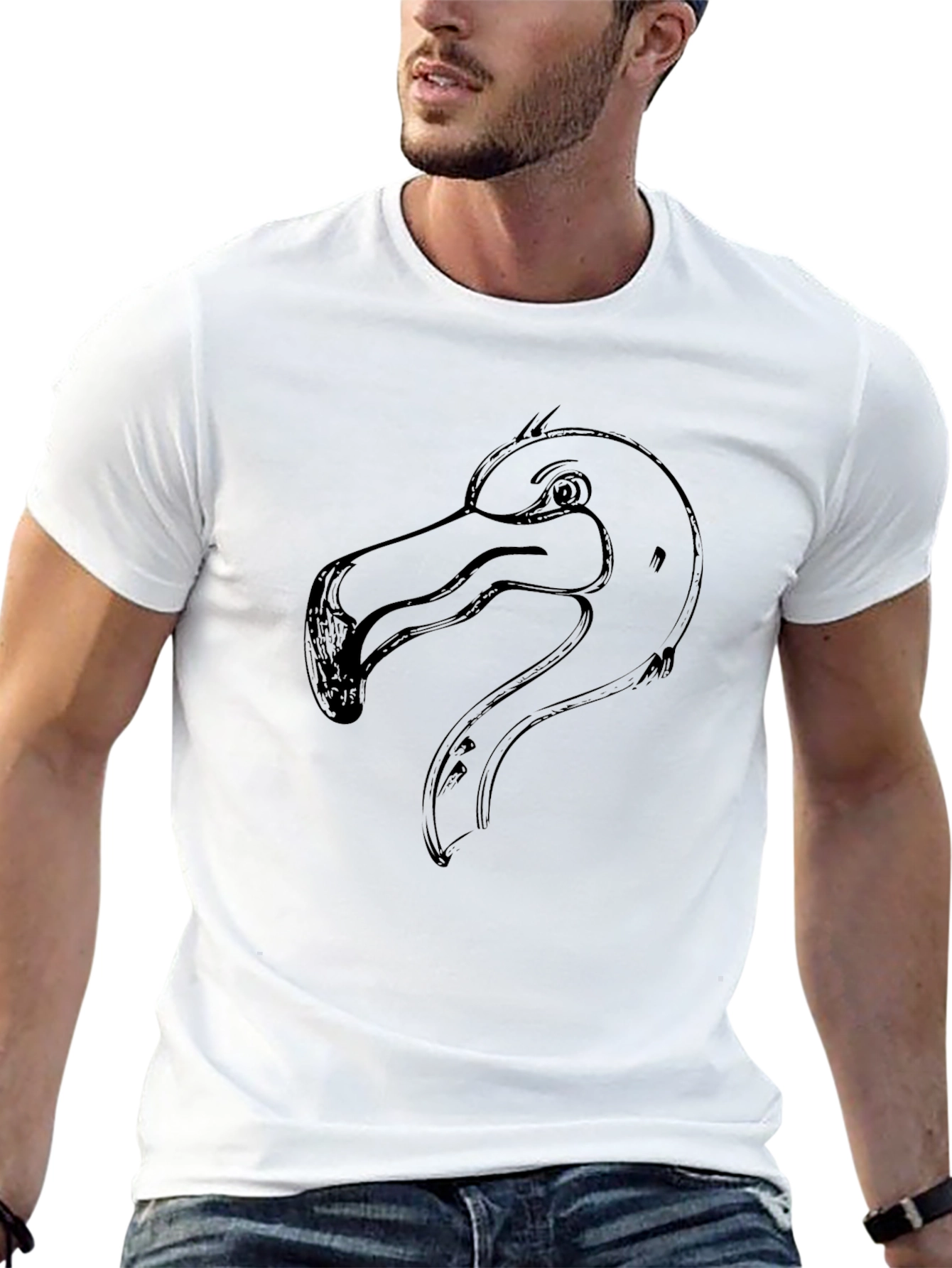 Mens Black Flamingo Graphic T-Shirt