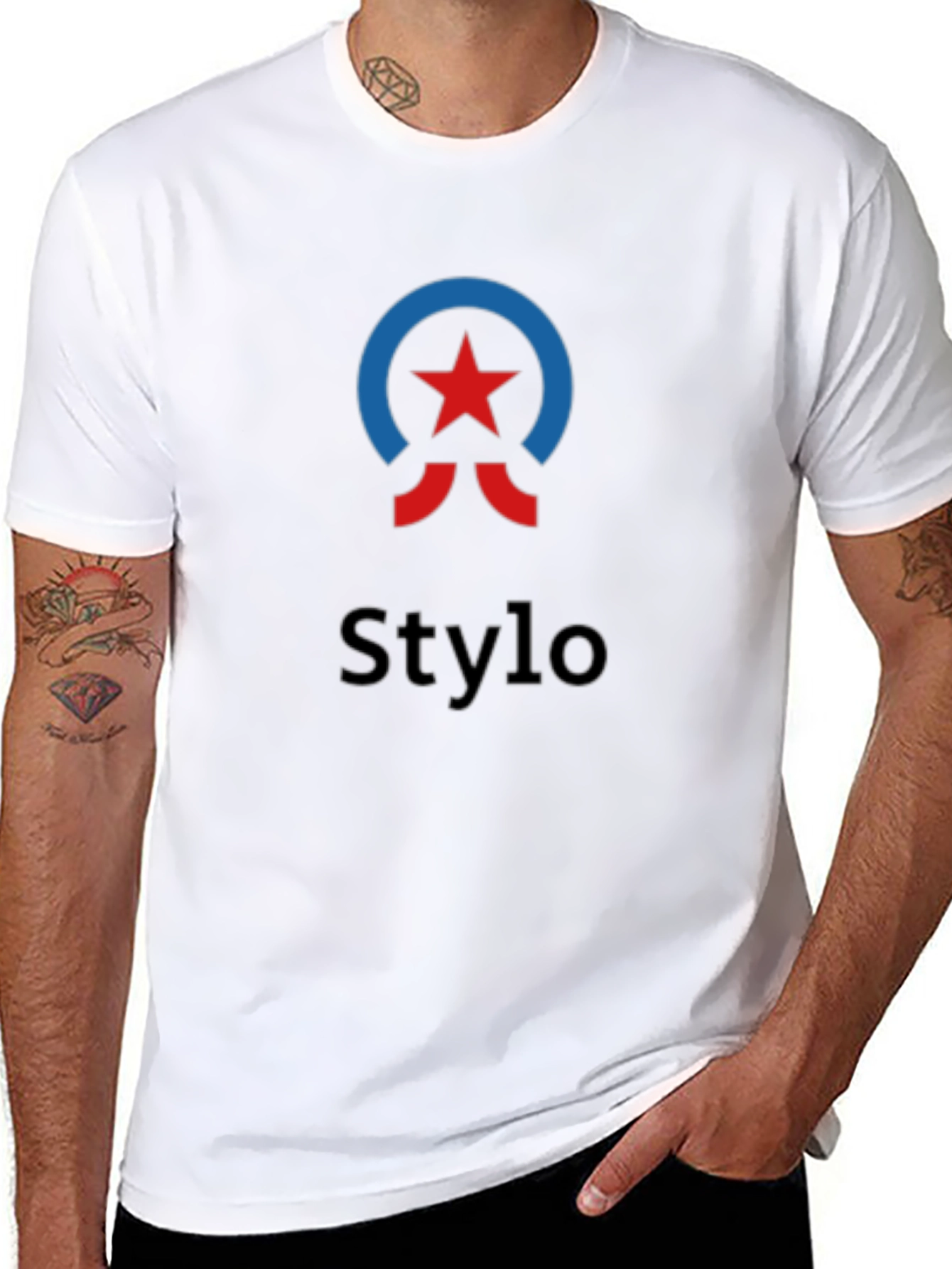 Mens Black Stylo Graphic T-Shirt