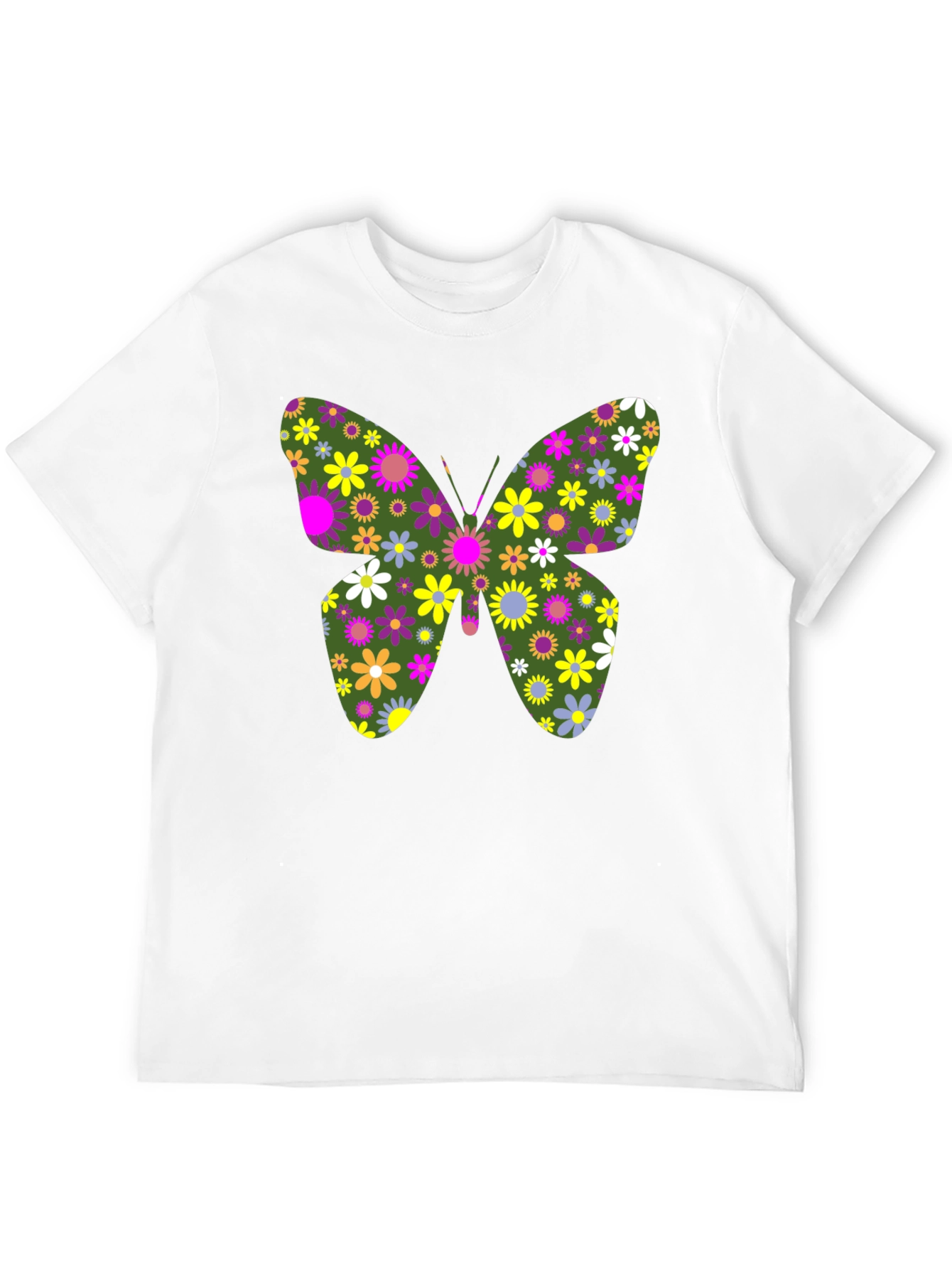 Floral Butterfly Graphic Tee - Unisex Black T-Shirt