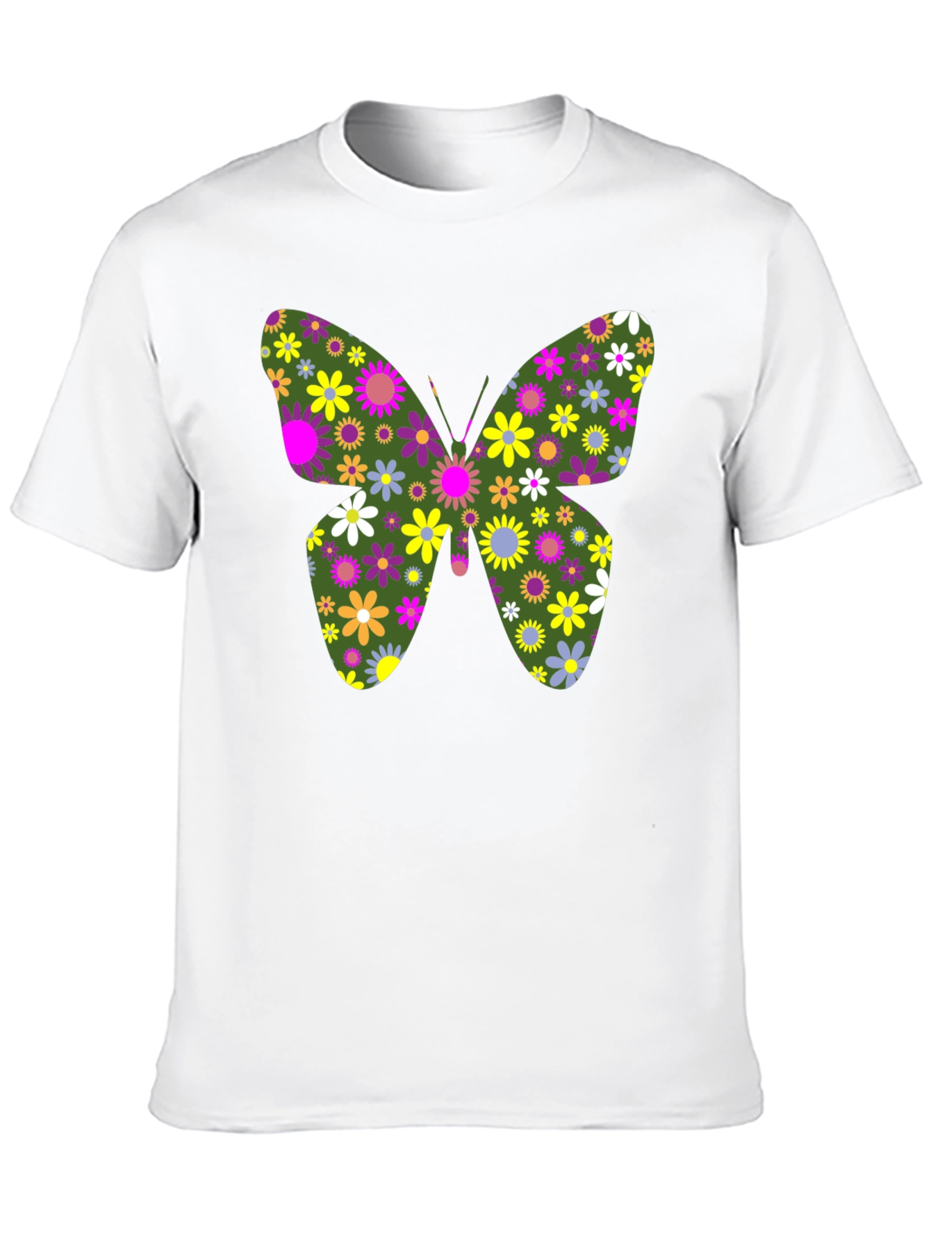 Floral Butterfly Graphic Tee - Unisex Black T-Shirt