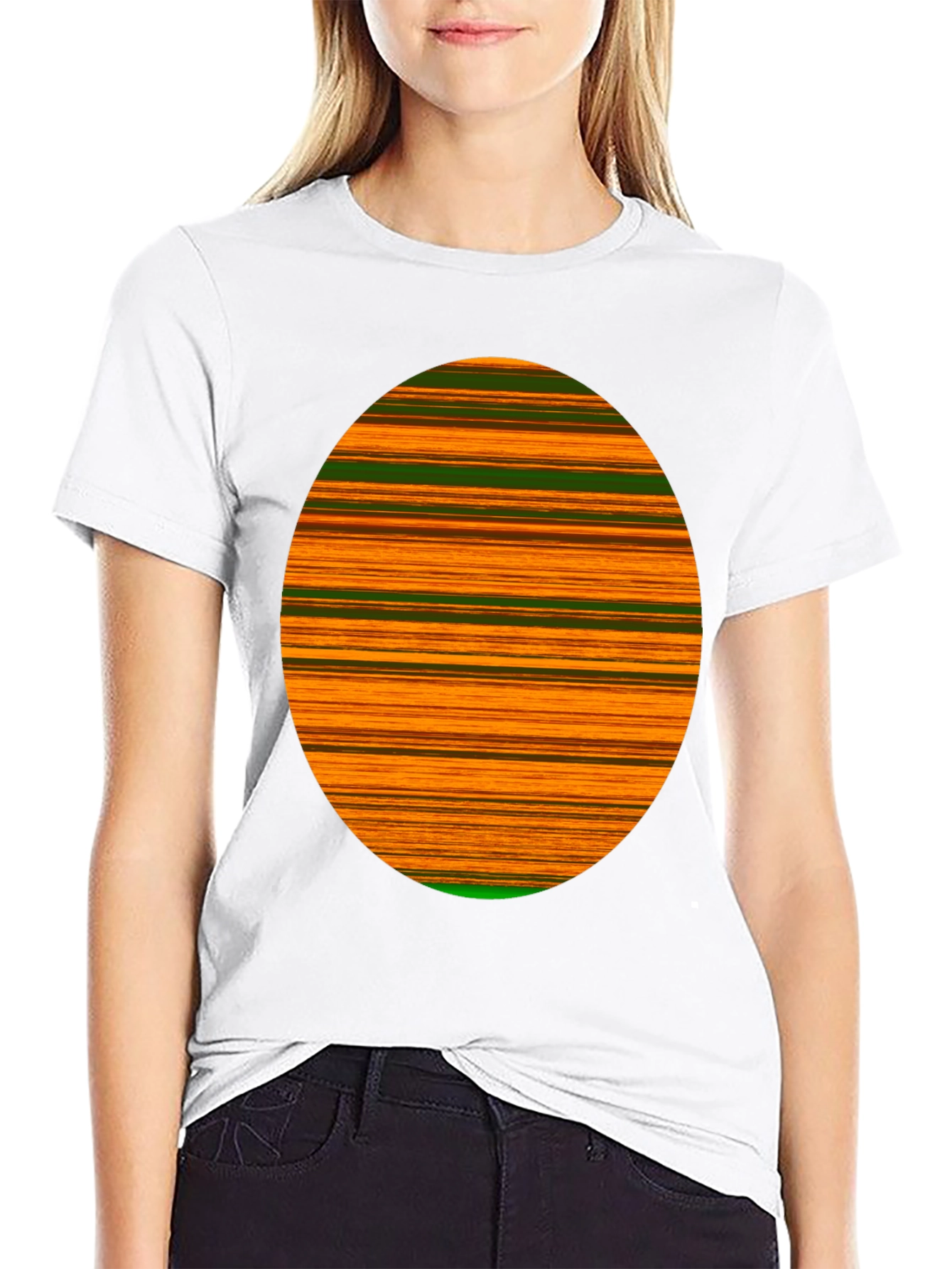 Striped Oval Graphic Tee - Bold Statement Shirt