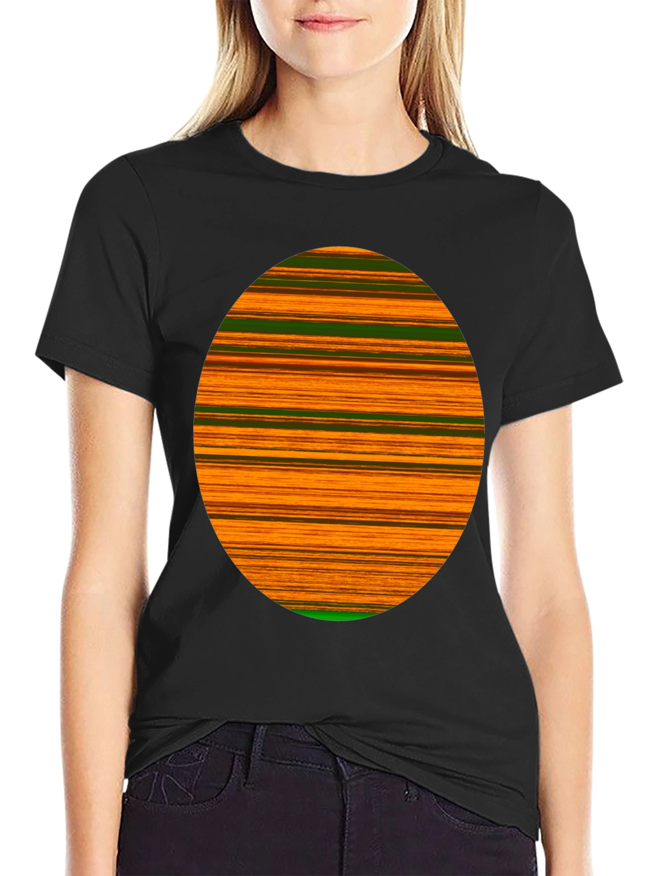 Striped Oval Graphic Tee - Bold Statement Shirt
