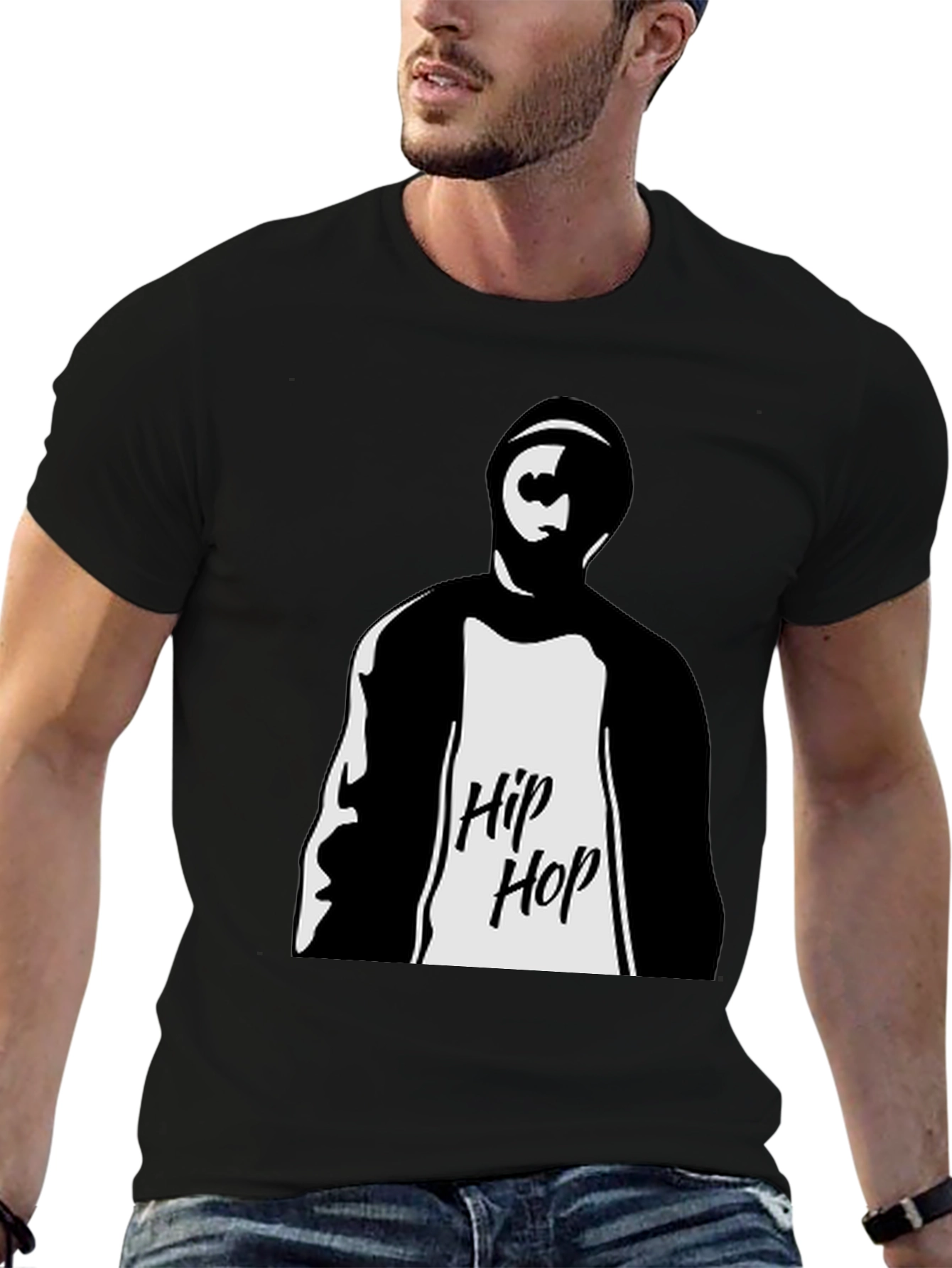 Hip Hop Graphic Tee - Mens Black T-Shirt