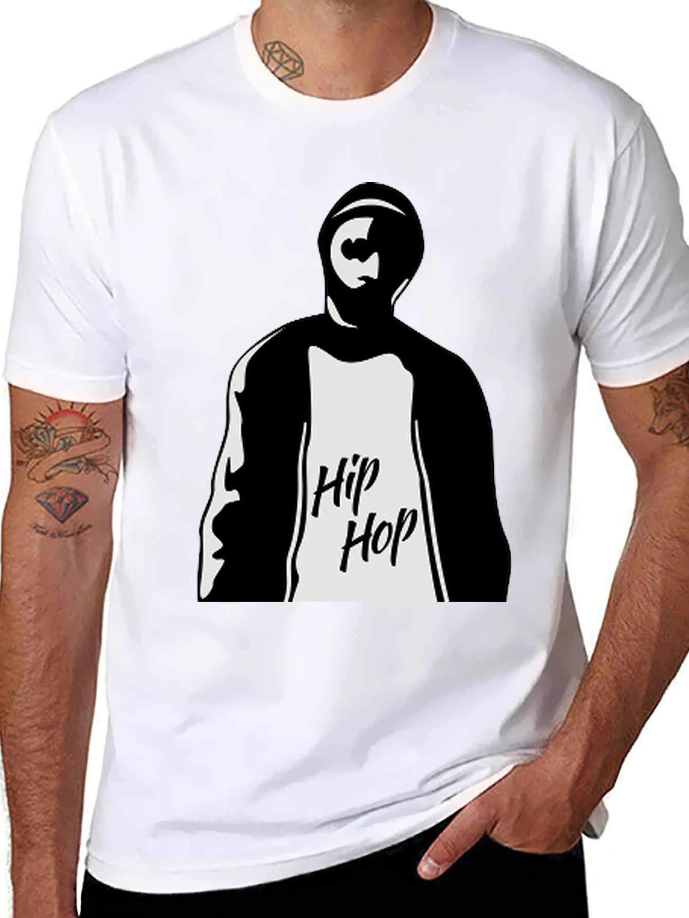 Hip Hop Graphic Tee - Mens Black T-Shirt
