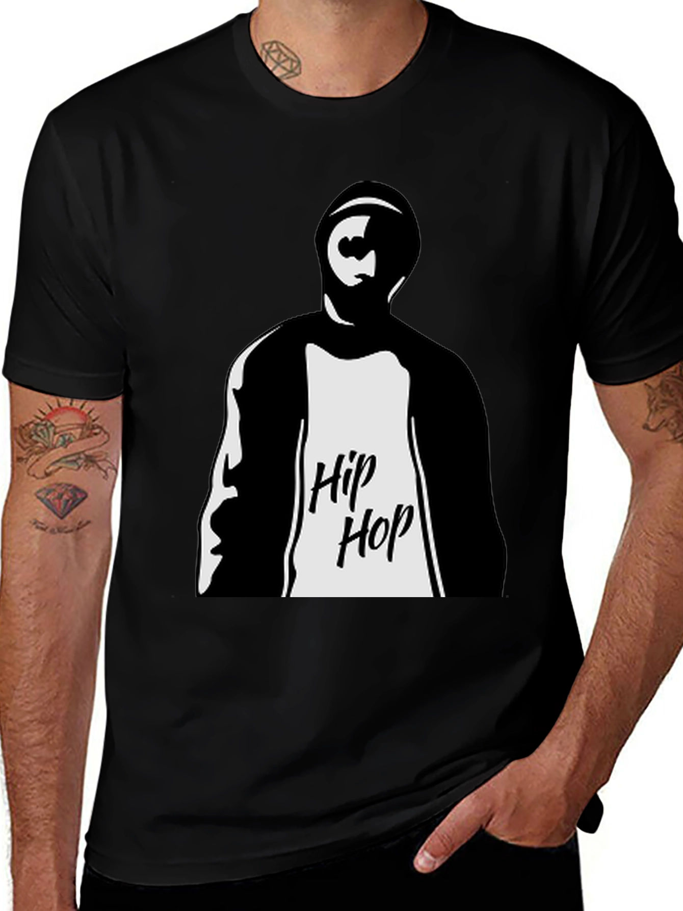 Hip Hop Graphic Tee - Mens Black T-Shirt