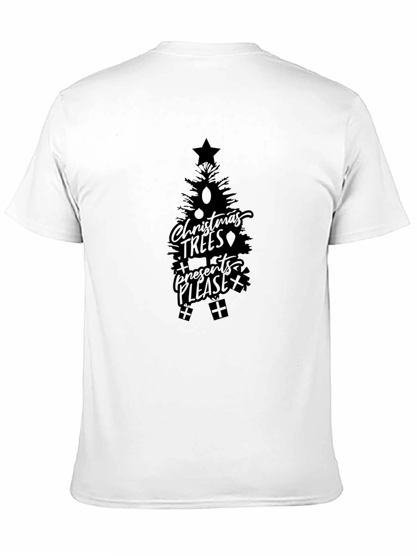 Christmas Trees Presents Please Black T-Shirt