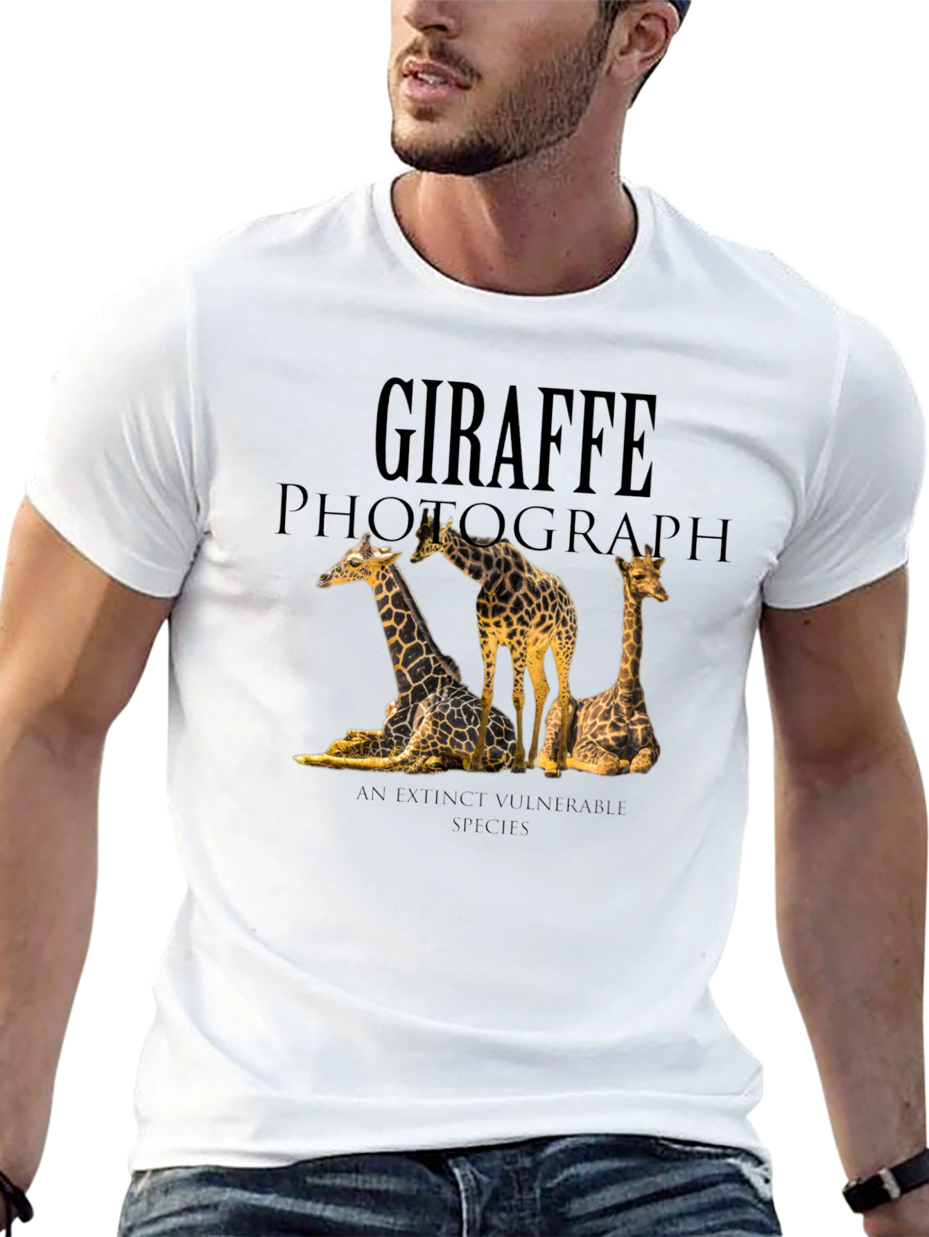 Giraffe Photograph Black Graphic Tee