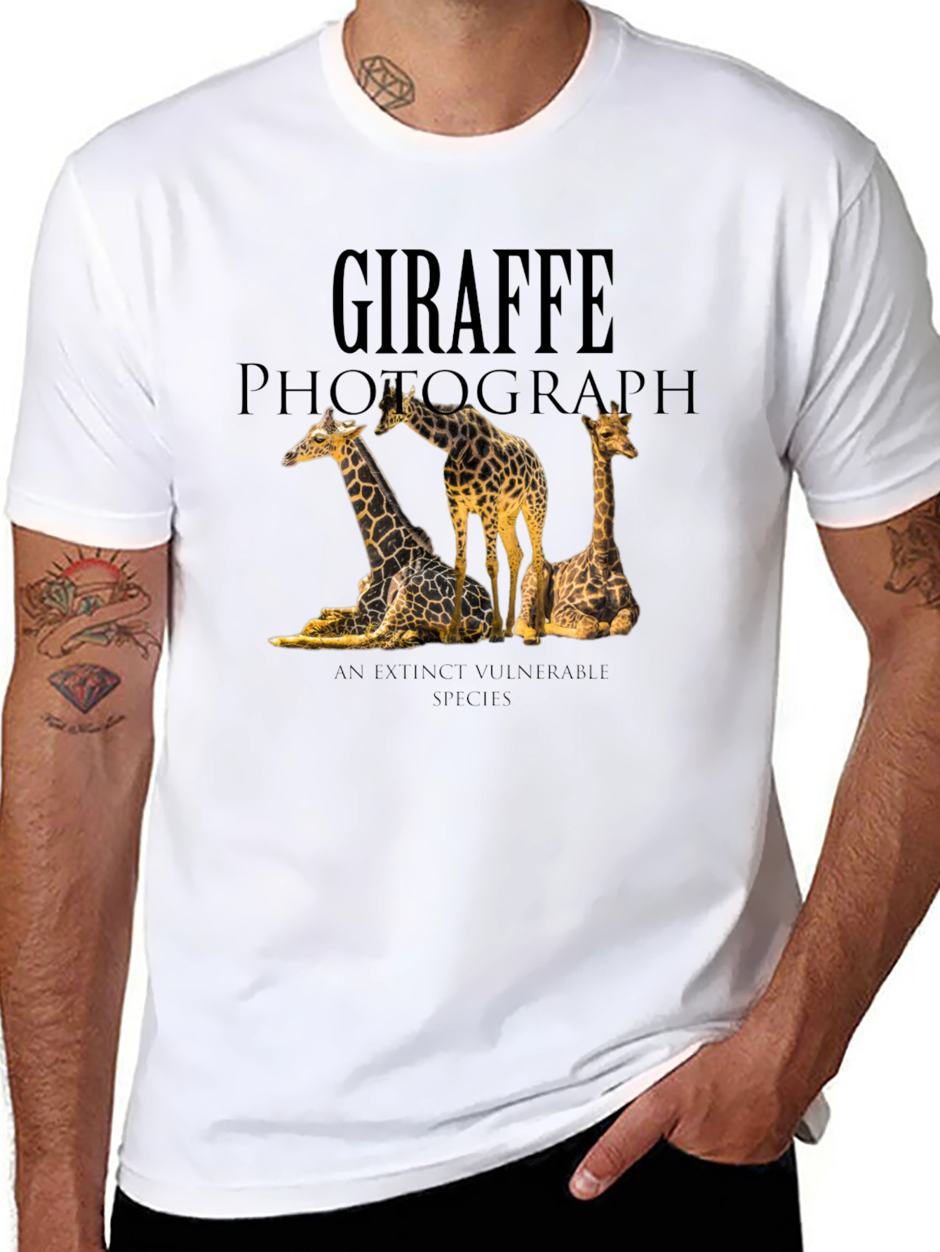 Giraffe Photograph Black Graphic Tee