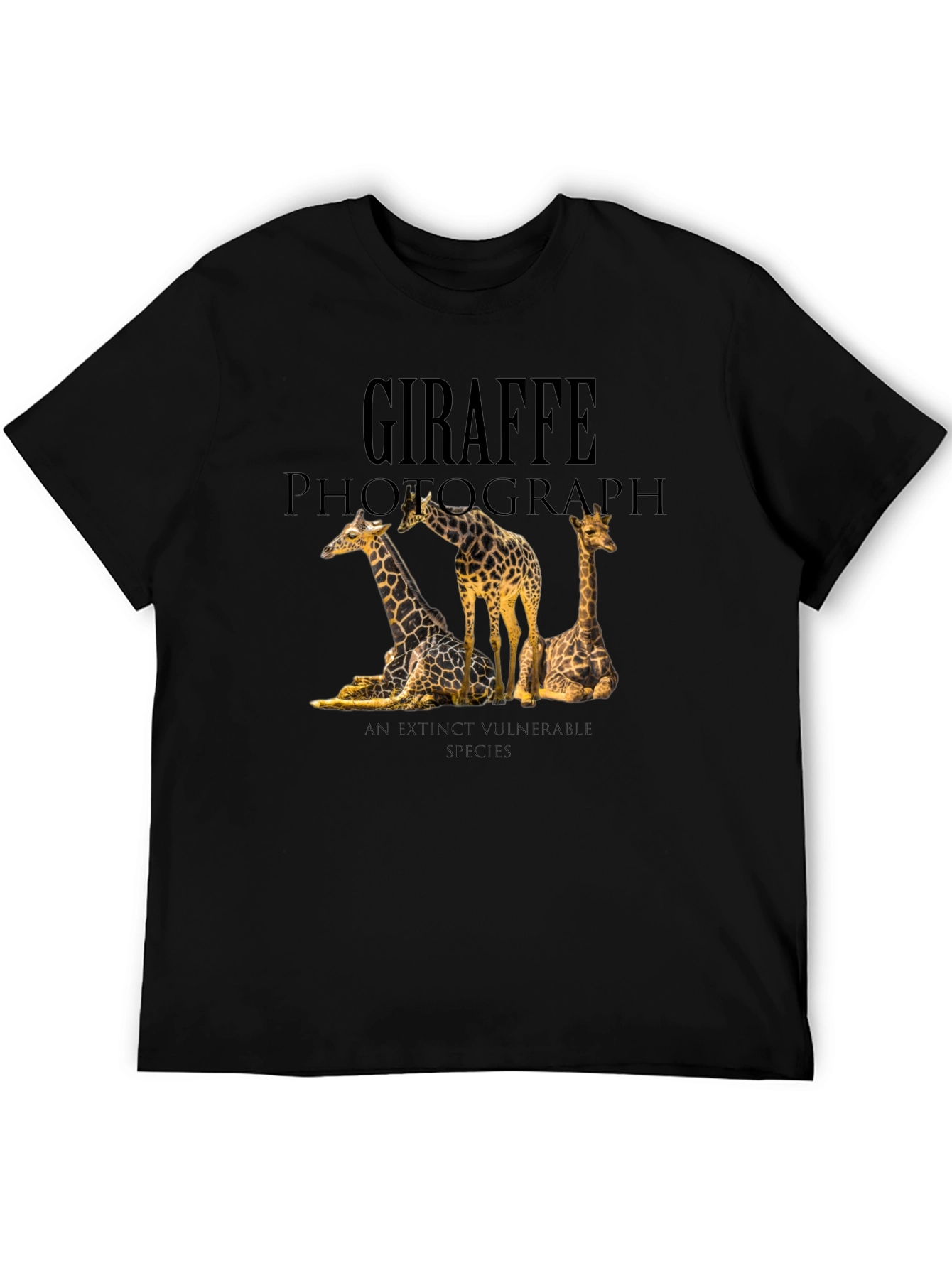 Giraffe Photograph Black Graphic Tee