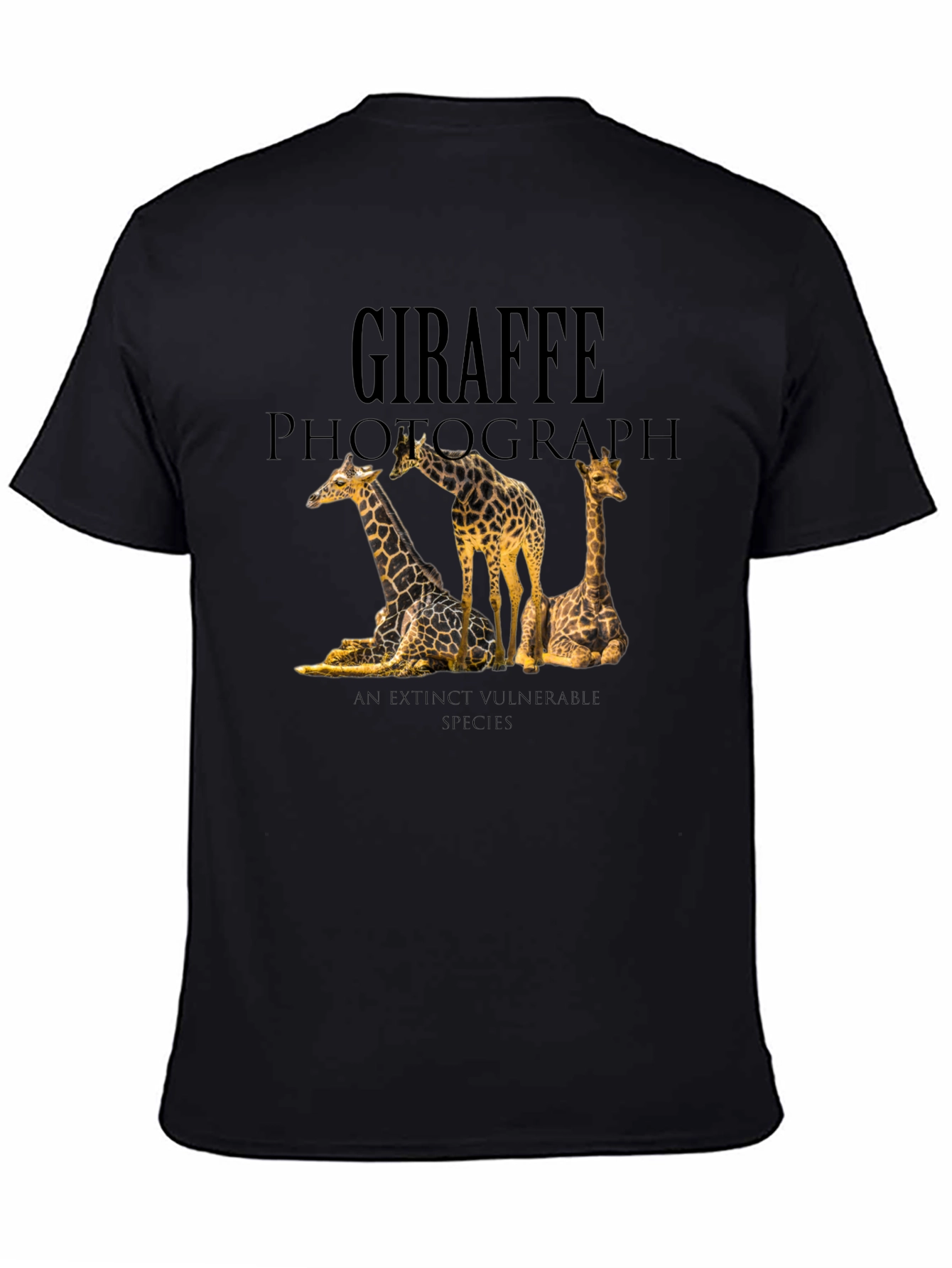 Giraffe Photograph Black Graphic Tee
