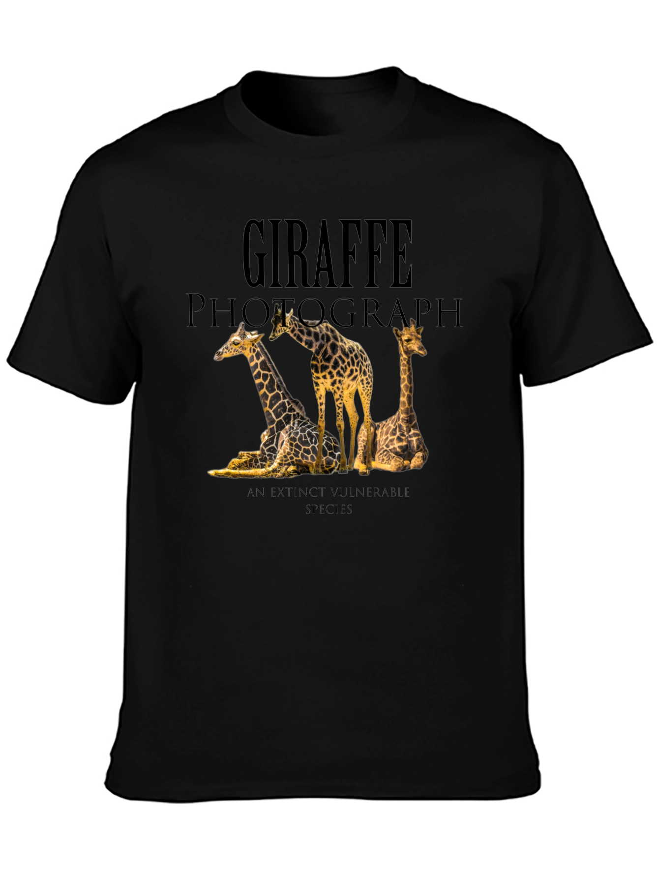Giraffe Photograph Black Graphic Tee