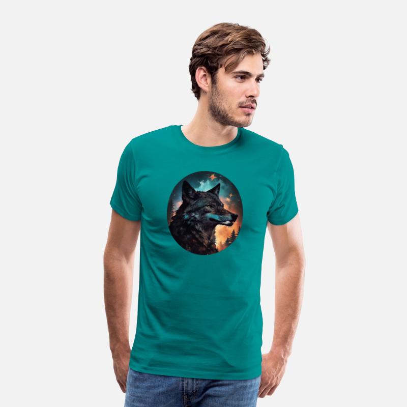 mixing wolf, stars and some pine trees
