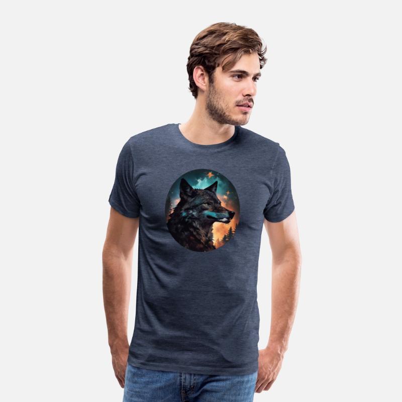 mixing wolf, stars and some pine trees