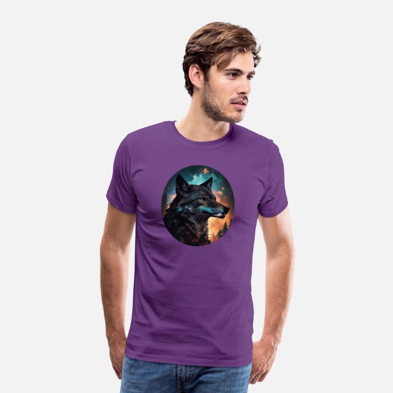 mixing wolf, stars and some pine trees