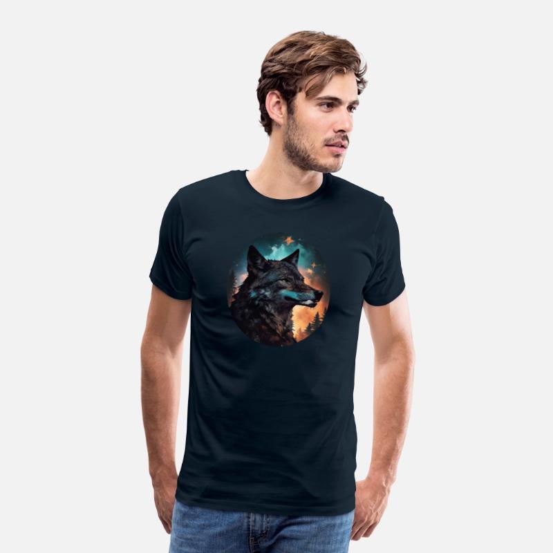 mixing wolf, stars and some pine trees