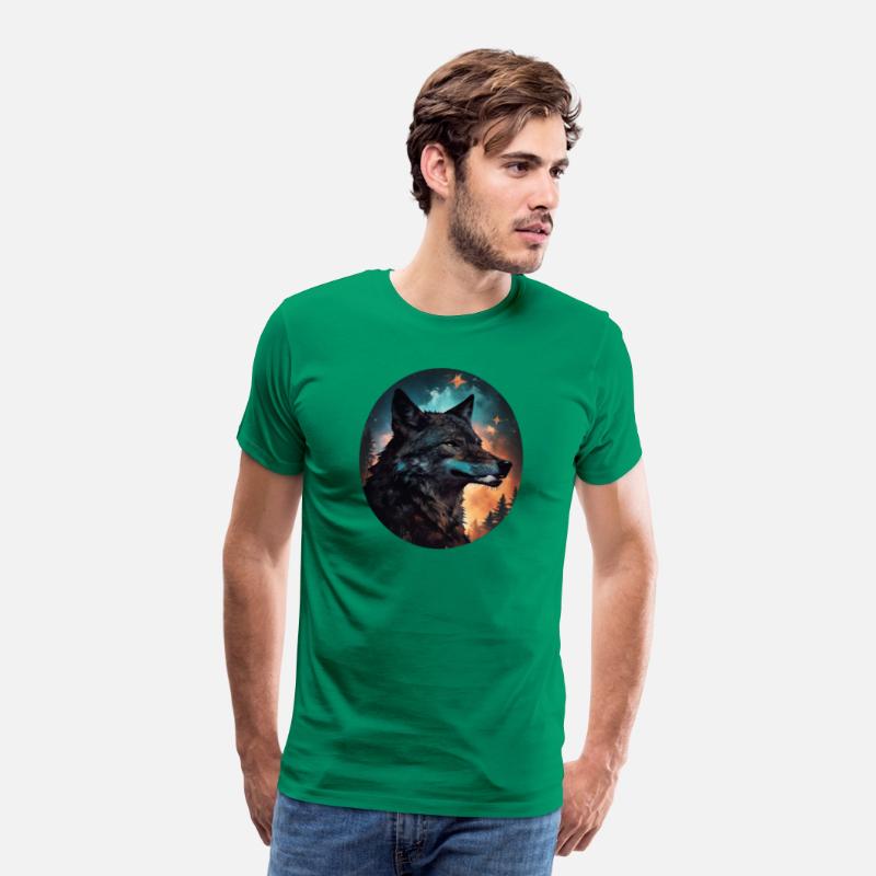 mixing wolf, stars and some pine trees
