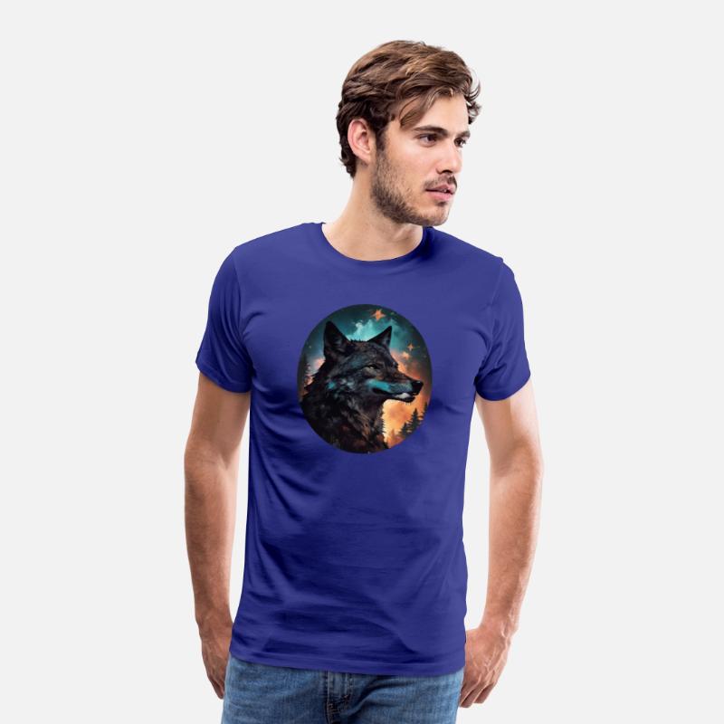 mixing wolf, stars and some pine trees