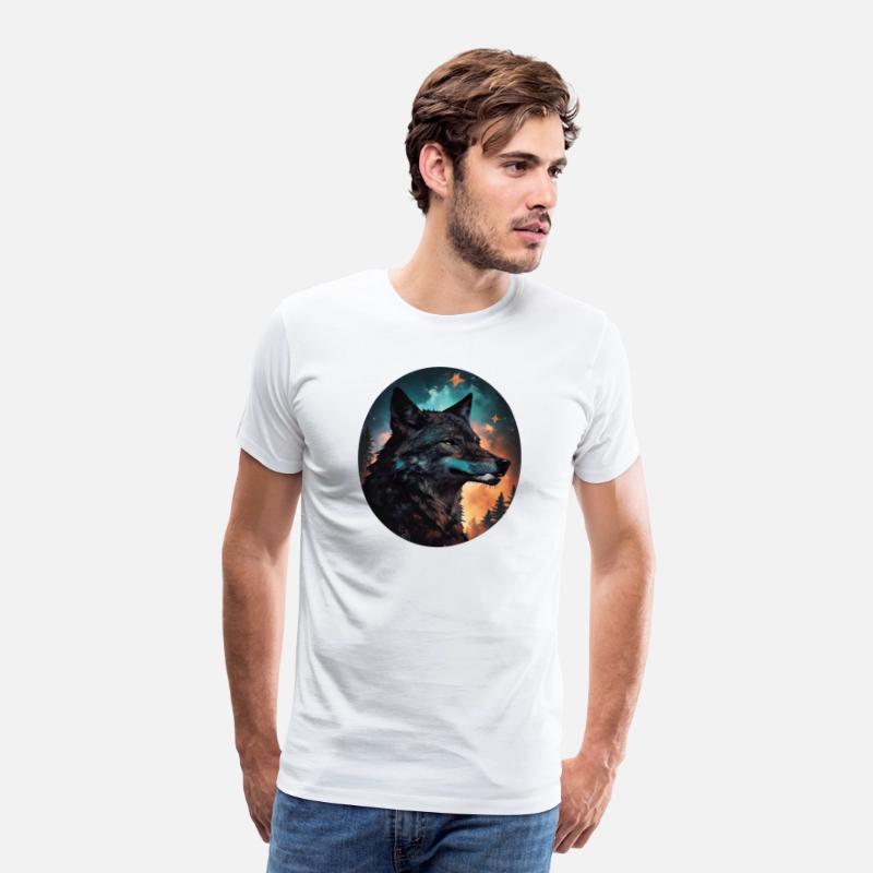 mixing wolf, stars and some pine trees