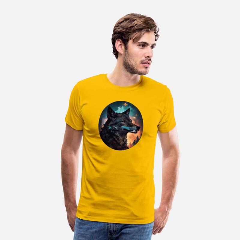 mixing wolf, stars and some pine trees