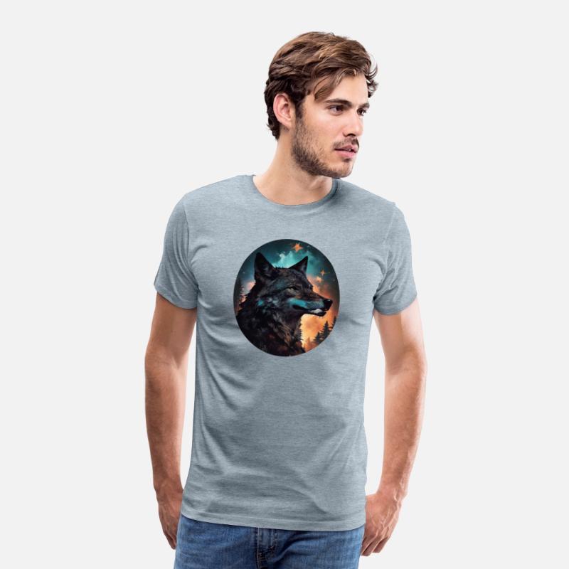 mixing wolf, stars and some pine trees