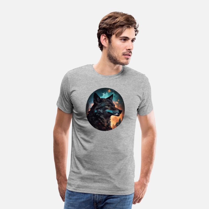 mixing wolf, stars and some pine trees
