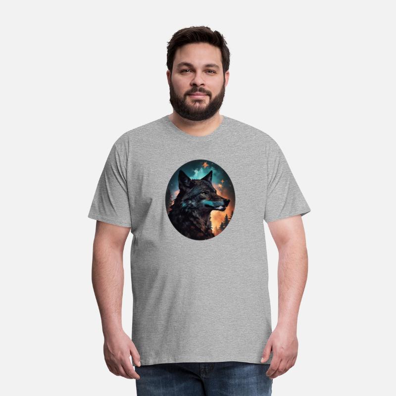 mixing wolf, stars and some pine trees