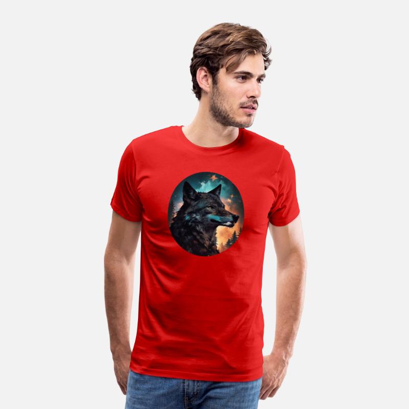 mixing wolf, stars and some pine trees
