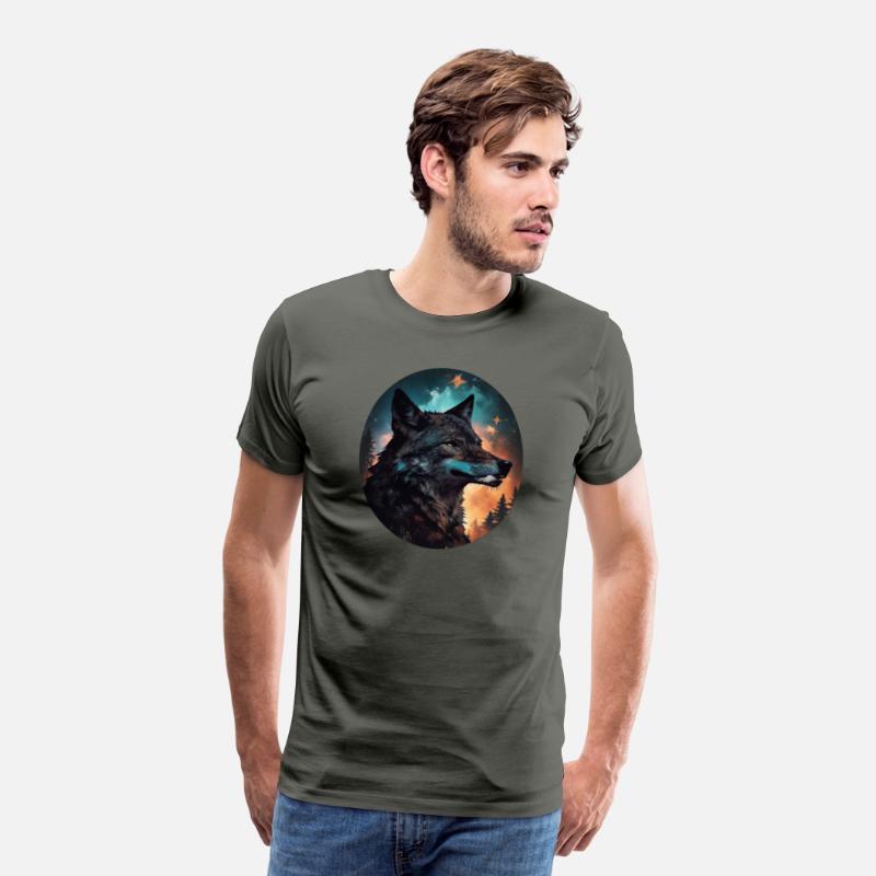 mixing wolf, stars and some pine trees
