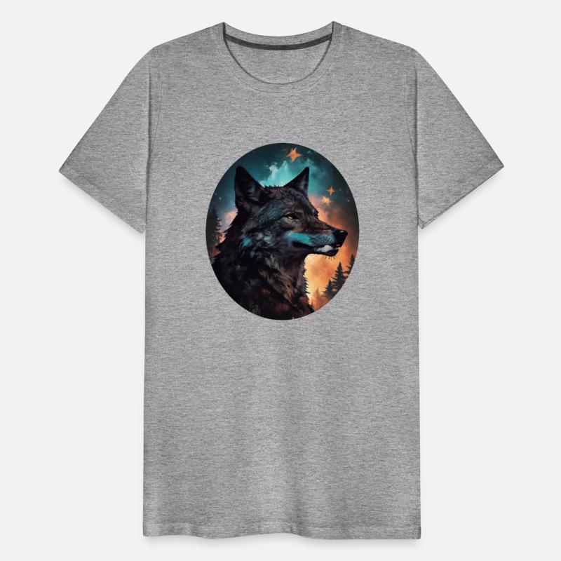 mixing wolf, stars and some pine trees