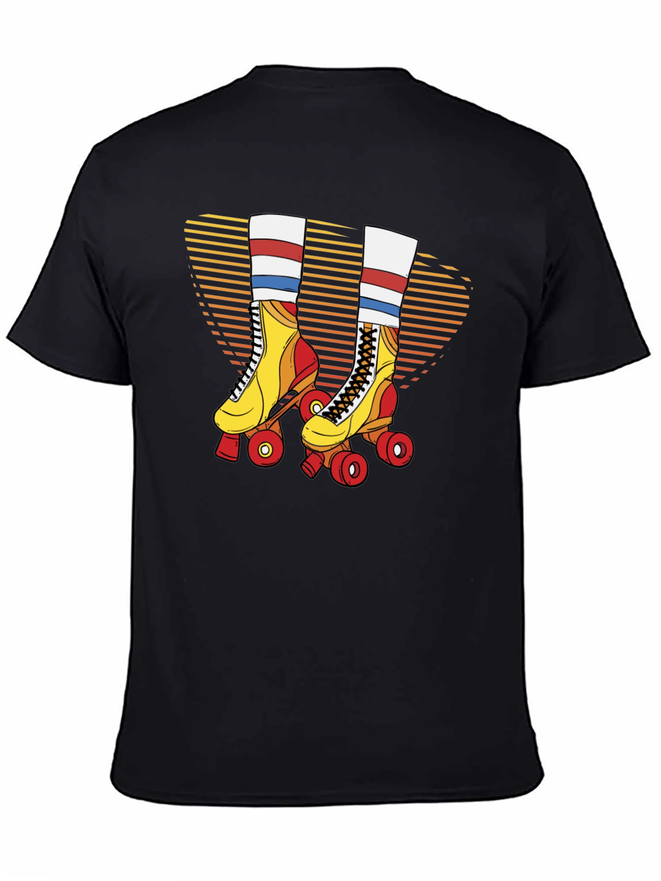 Retro Roller Skate Graphic Tee - Black