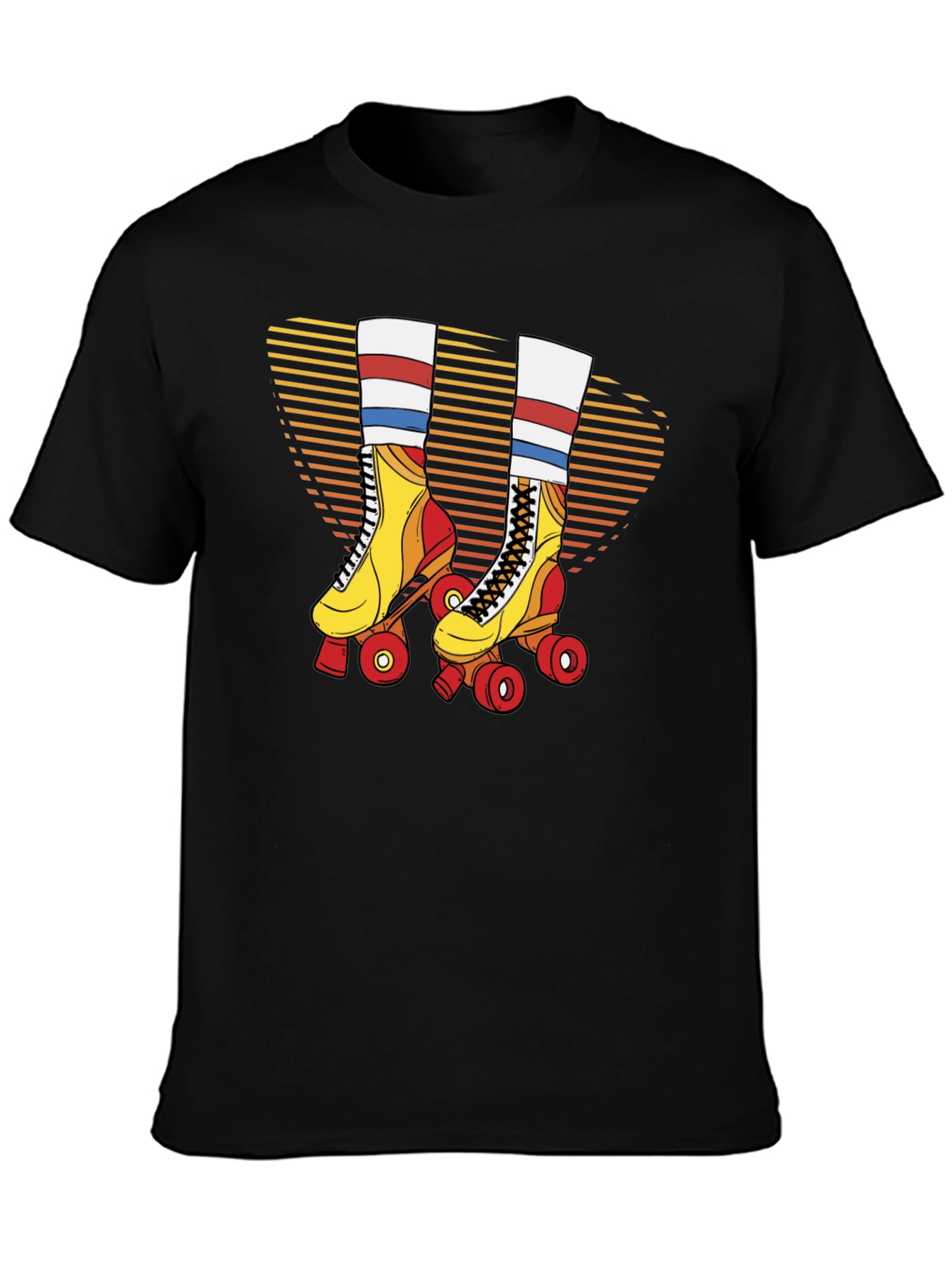 Retro Roller Skate Graphic Tee - Black