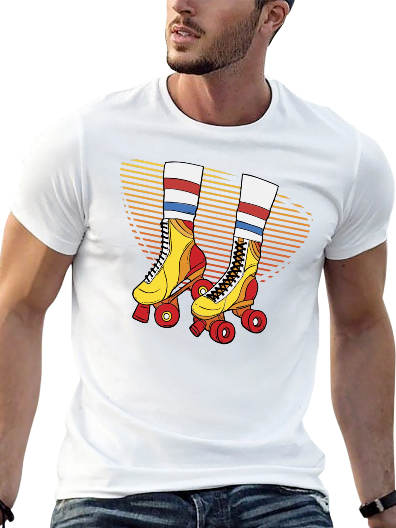 Retro Roller Skate Graphic Tee - Black