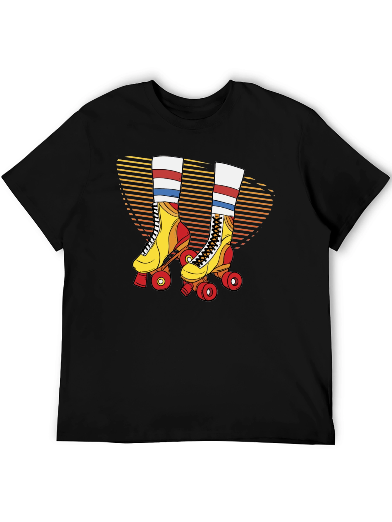 Retro Roller Skate Graphic Tee - Black