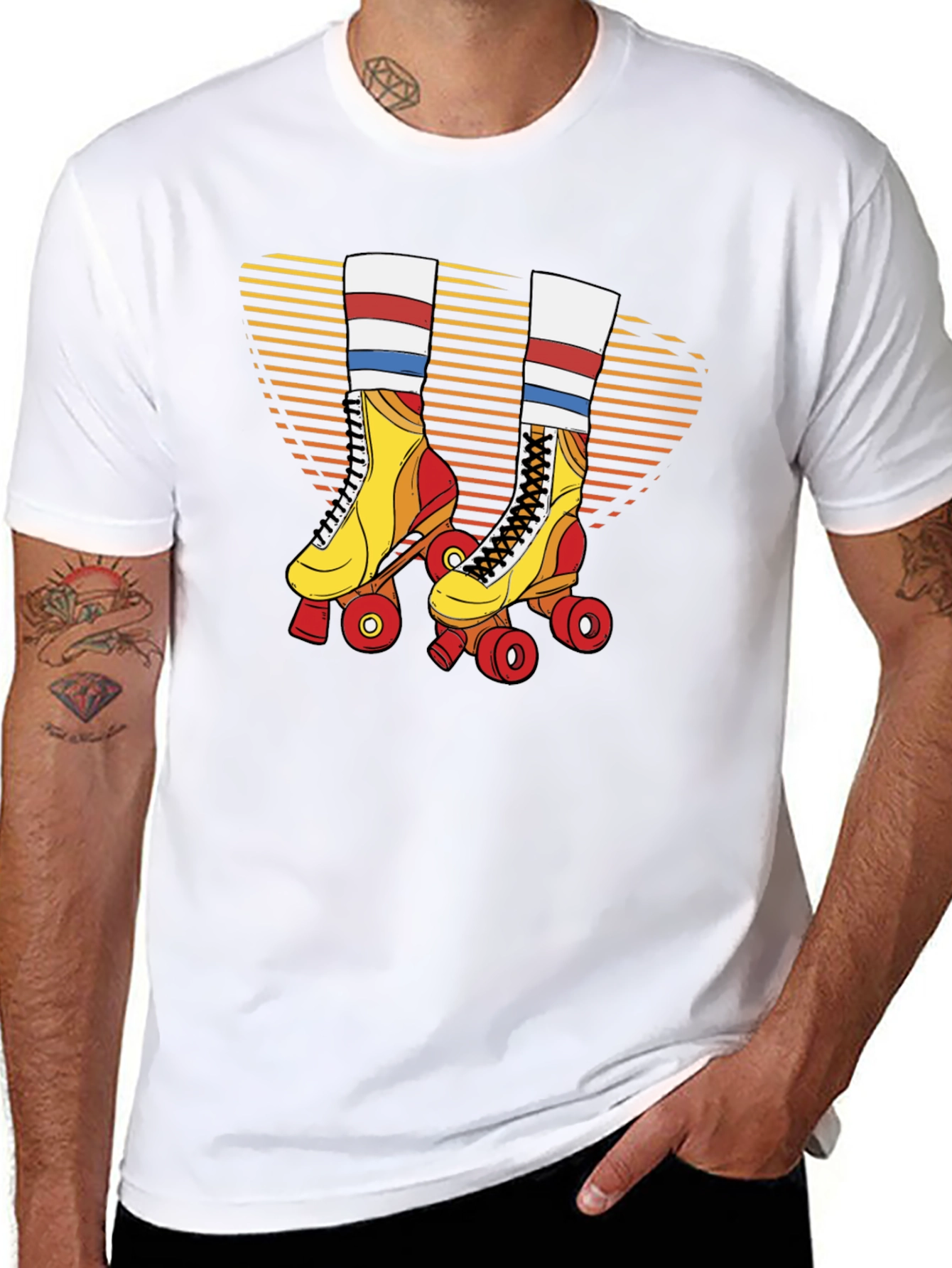 Retro Roller Skate Graphic Tee - Black