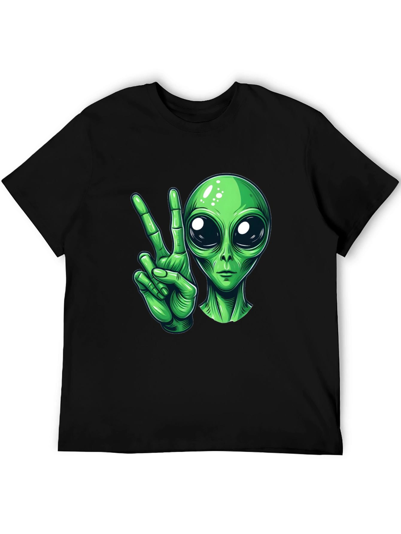 Peace Alien Graphic Black T-Shirt