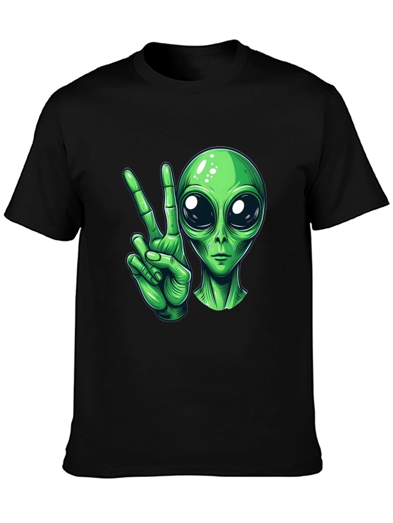 Peace Alien Graphic Black T-Shirt