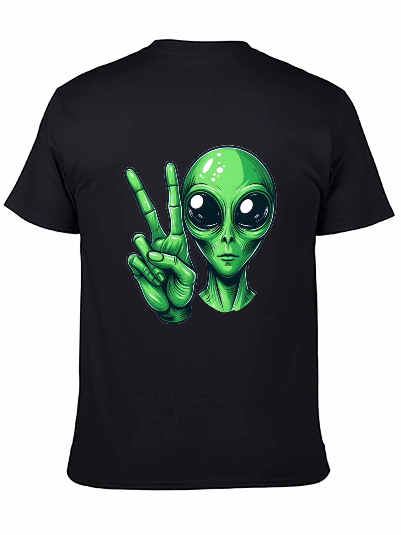 Peace Alien Graphic Black T-Shirt