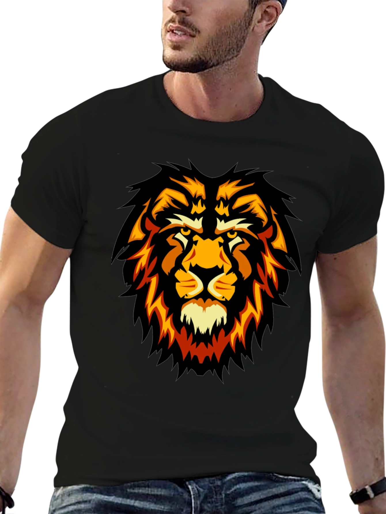Lion Graphic Black T-Shirt - Fierce Style