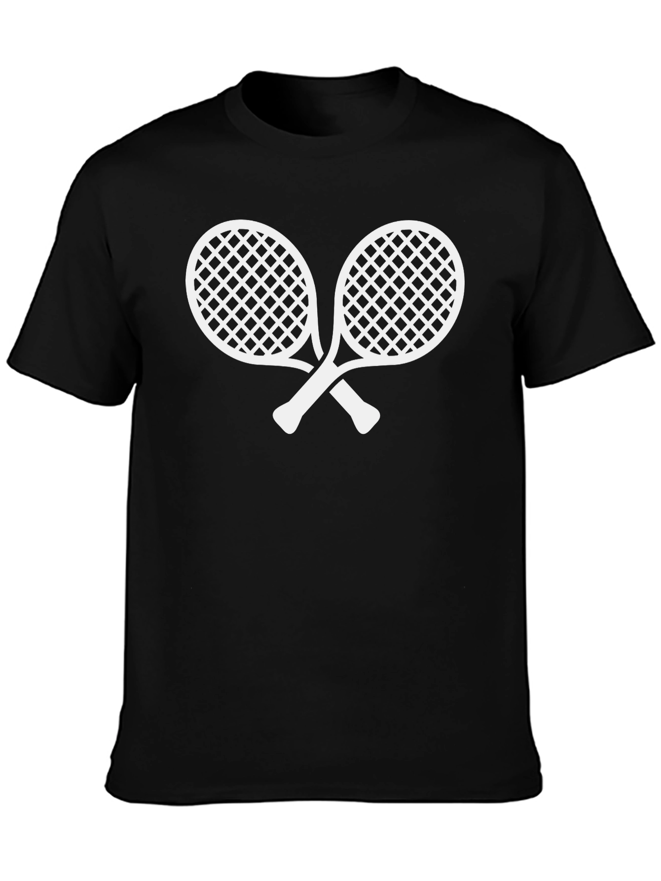Tennis Racket Graphic Tee - Black Cotton T-Shirt