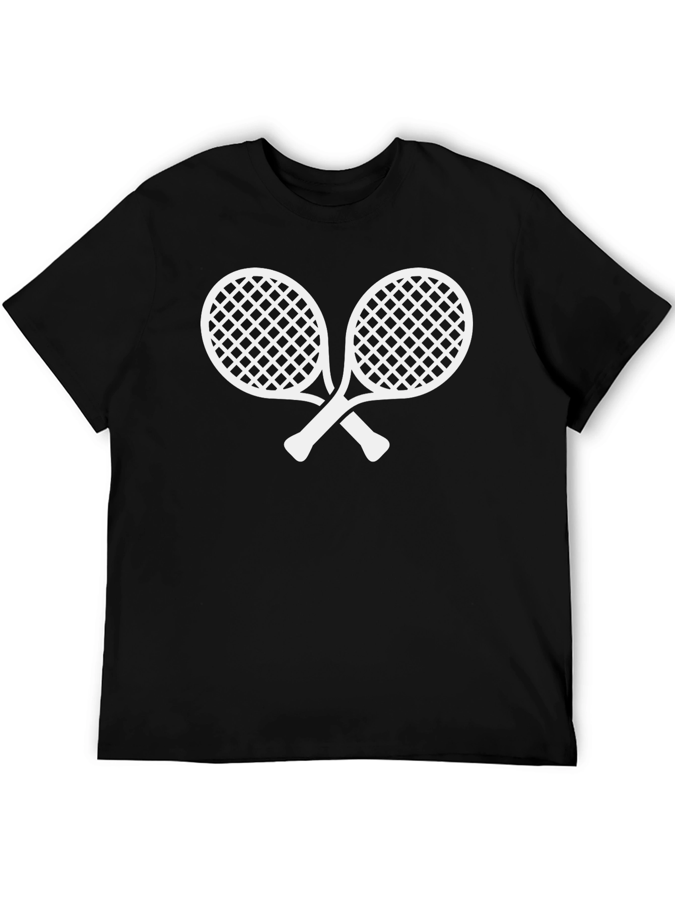 Tennis Racket Graphic Tee - Black Cotton T-Shirt