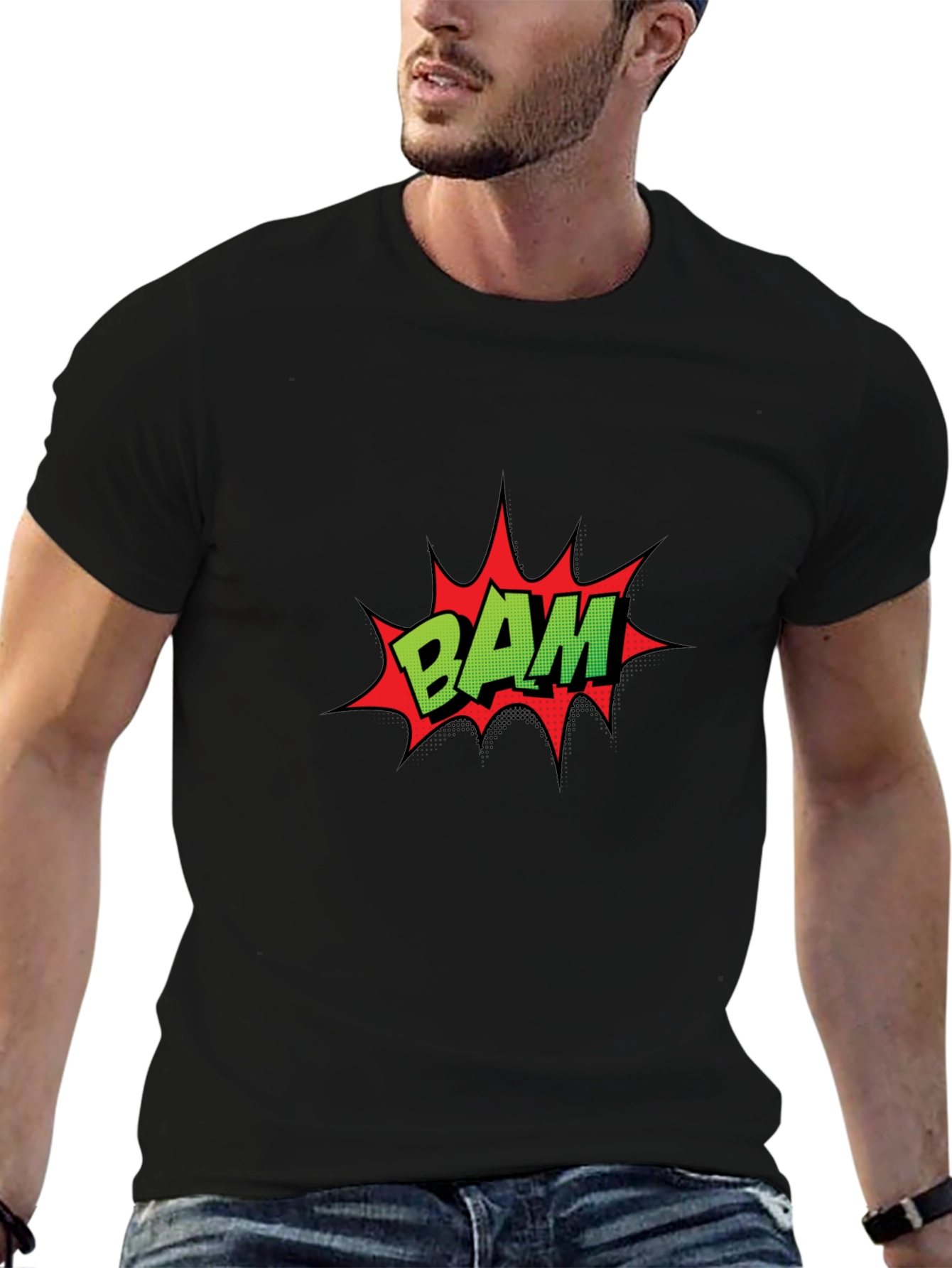 Comic Book Style BAM Black T-Shirt