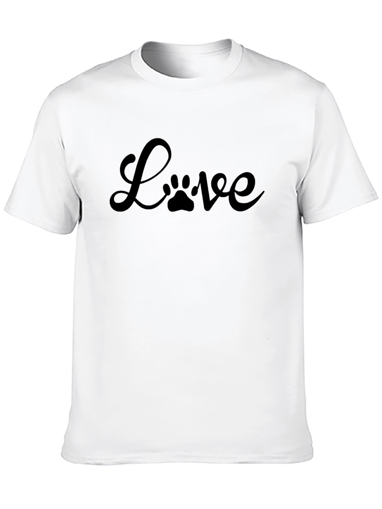 Love Paw Print Graphic Tee - Casual Black T-Shirt