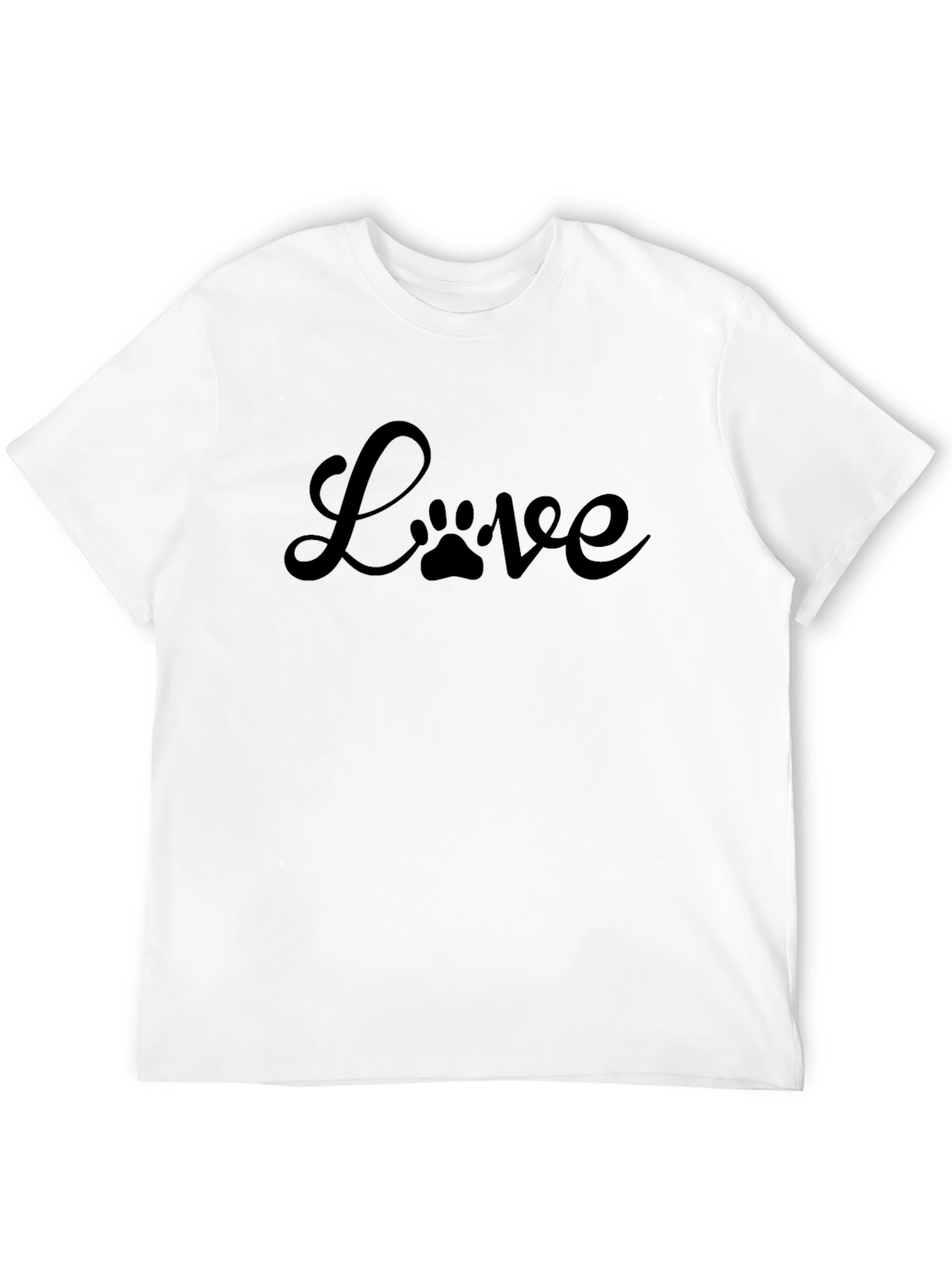 Love Paw Print Graphic Tee - Casual Black T-Shirt