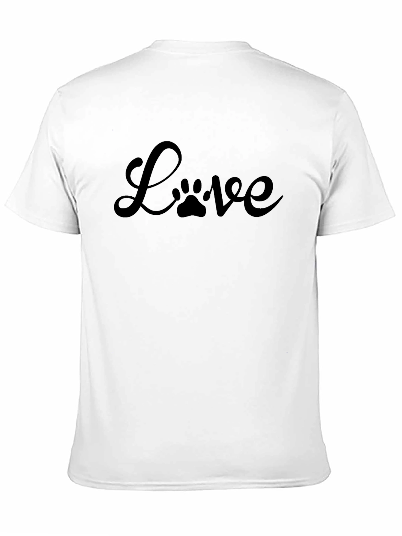 Love Paw Print Graphic Tee - Casual Black T-Shirt