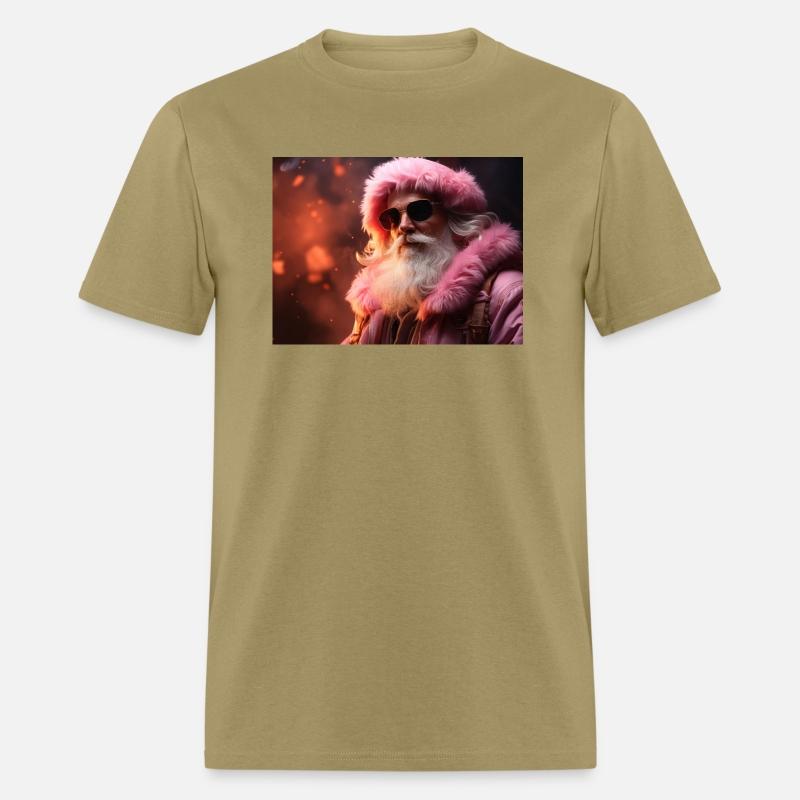 Modern Santa Claus in pink clothes.